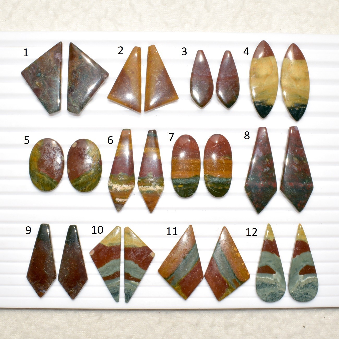 Natural Blood Stone Matching Pair Cabochon Loose Gemstone B704