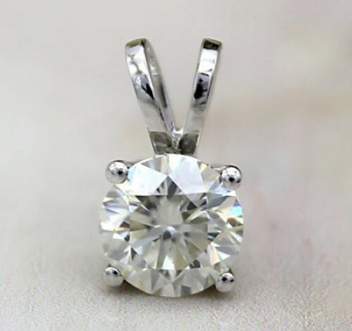 Women’s 4 Prong Solitaire Pendant 5mm Cubic Zirconia in 925 Sterling Silver