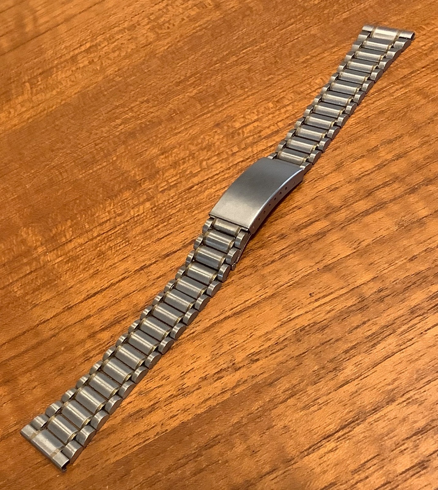Watchband Gold & Satin Brushed Stainless Link Bracelet Fold Over Clasp 18mm Ends