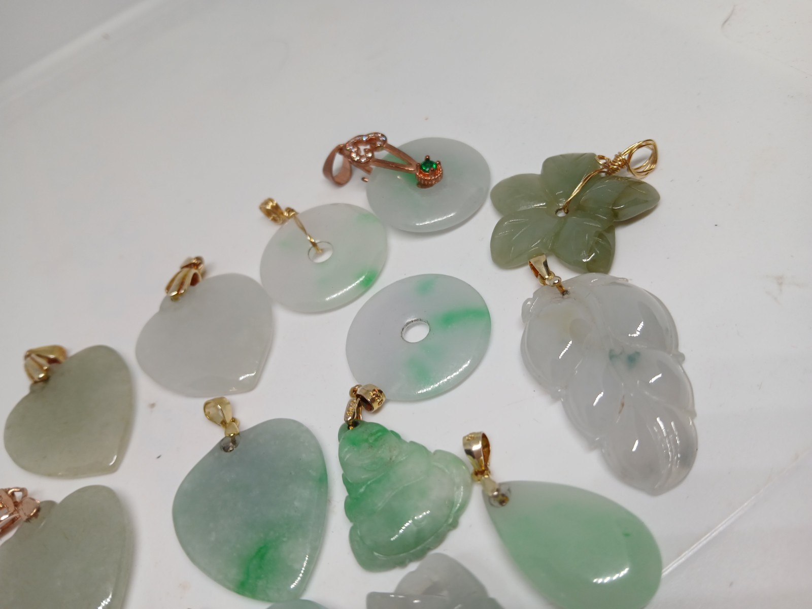 Vtg Lot Grade A Genuine Jade Jadeist Burma green Icy Emerald Pdnts 13pcs