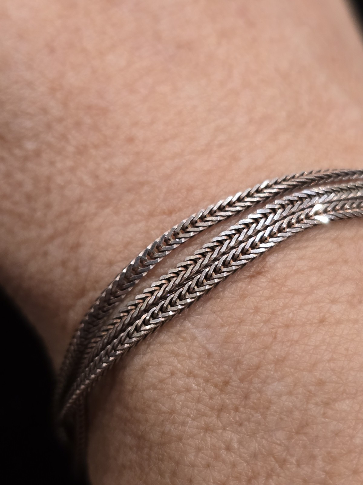 Sterling Silver Foxtail 3 Strand Bracelet 5.2g