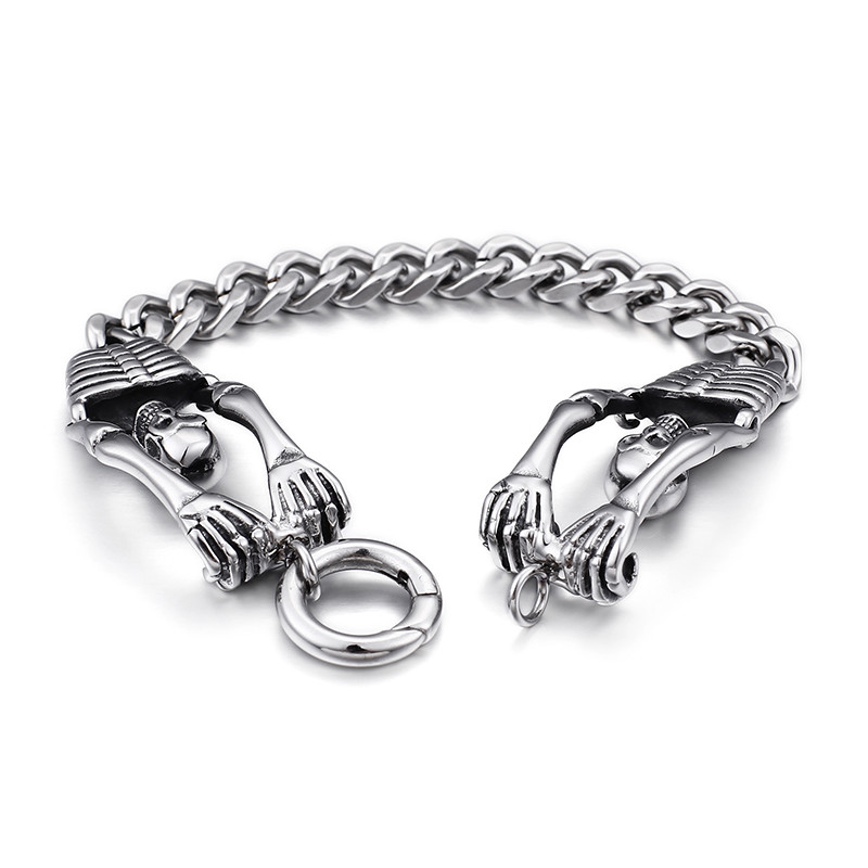 Pure Stainless steel Sexy skeleton design Link Chain bracelet Bangle Mens 8.26”