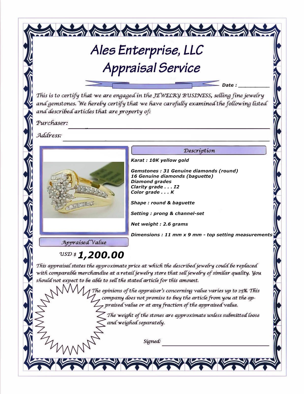 GENUINE 0.50 Cts DIAMONDS COCKTAIL RING 10K GOLD – Free Certificate Appraisal
