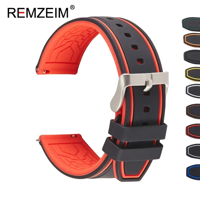 Rubber Silicone Watch Band Strap 20Mm 22Mm 24Mm Women Men Green Red Black Sport