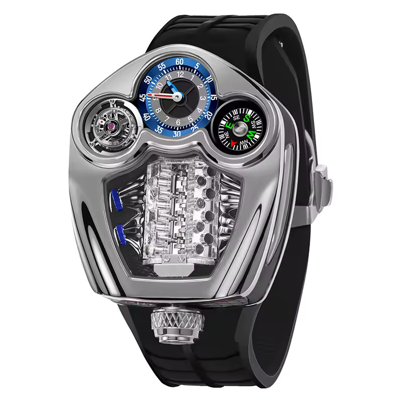 🔥USA🔥PINDU Engine Series Personality Leisure Barrel Hollow Men’s P6658 Watch