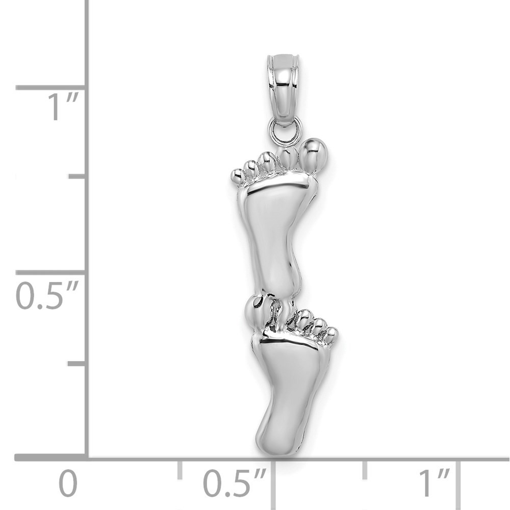 14K White Gold Double Vertical Feet Charm Pendant 0.72gm L-0.89 in,W-0.26 in