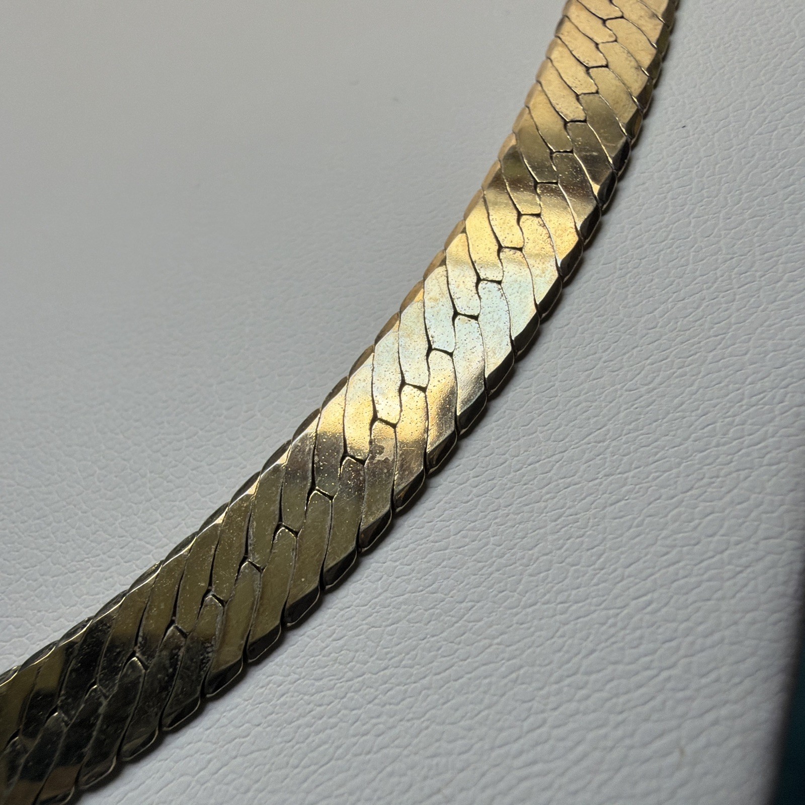 Vintage Sterling Silver Herringbone Necklace 30” 7mm Gold Over 925, 41g Unisex