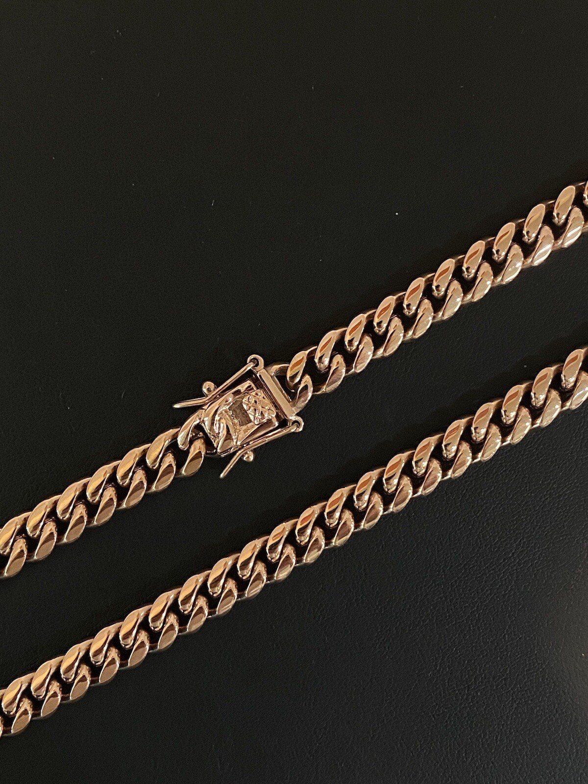 8mm Mens Miami Cuban Link Necklace 14k Rose Gold Plated Stainless Real Chain