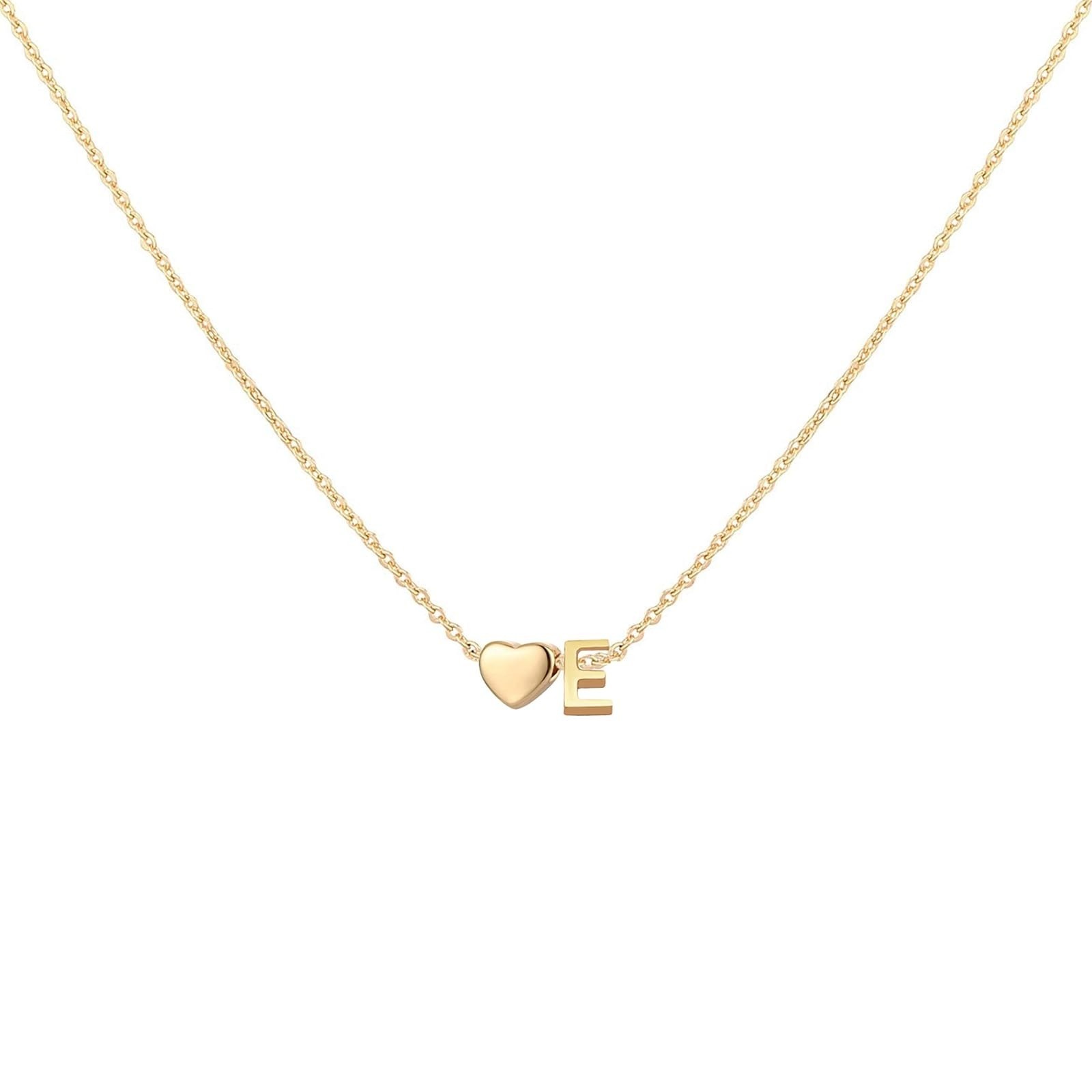 Glimmerst Initial Heart Necklace 18K Gold Plated Personalized Jewelry