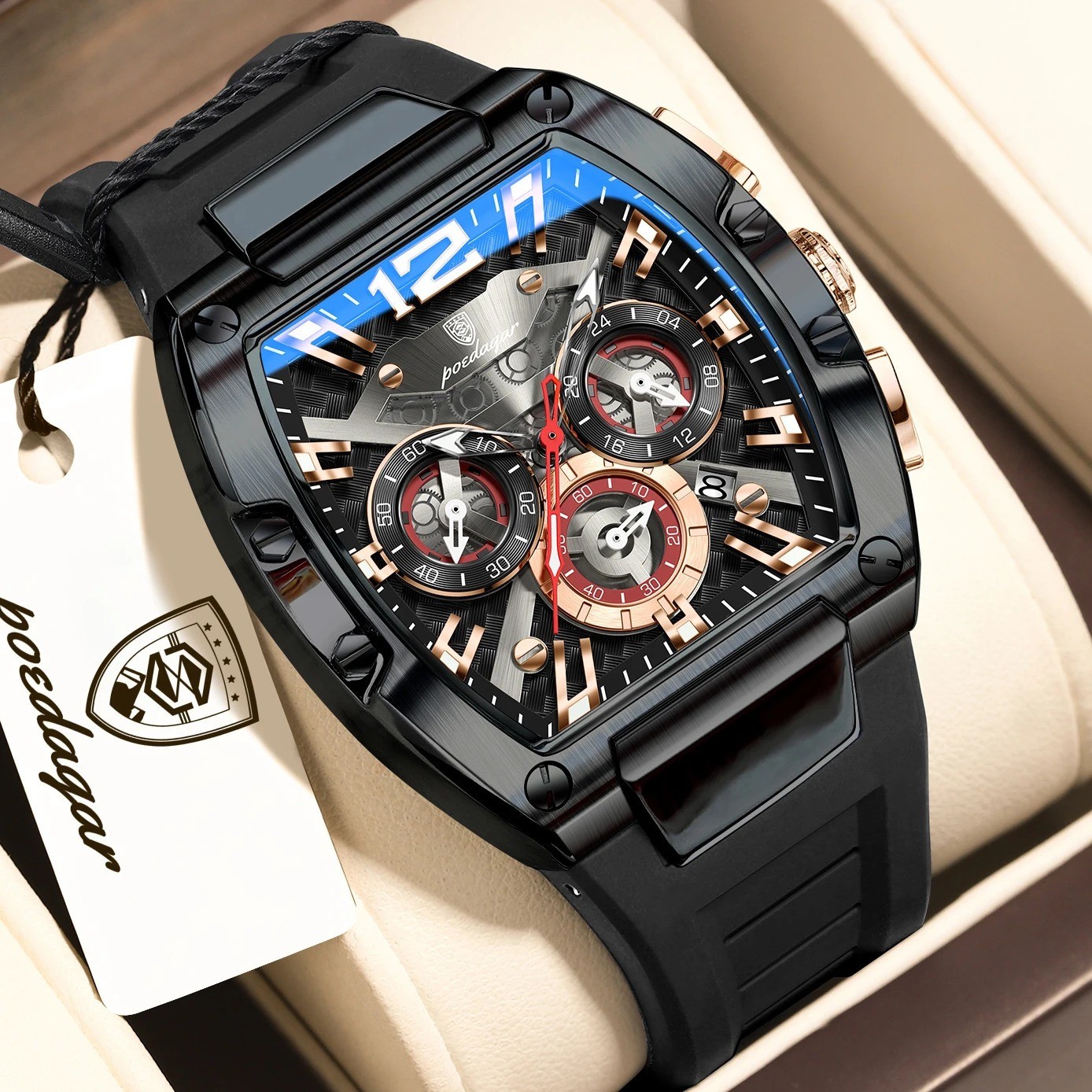 Men’s Waterproof Waterproof Luminous Silicone Quartz Watches for Casual Sports.