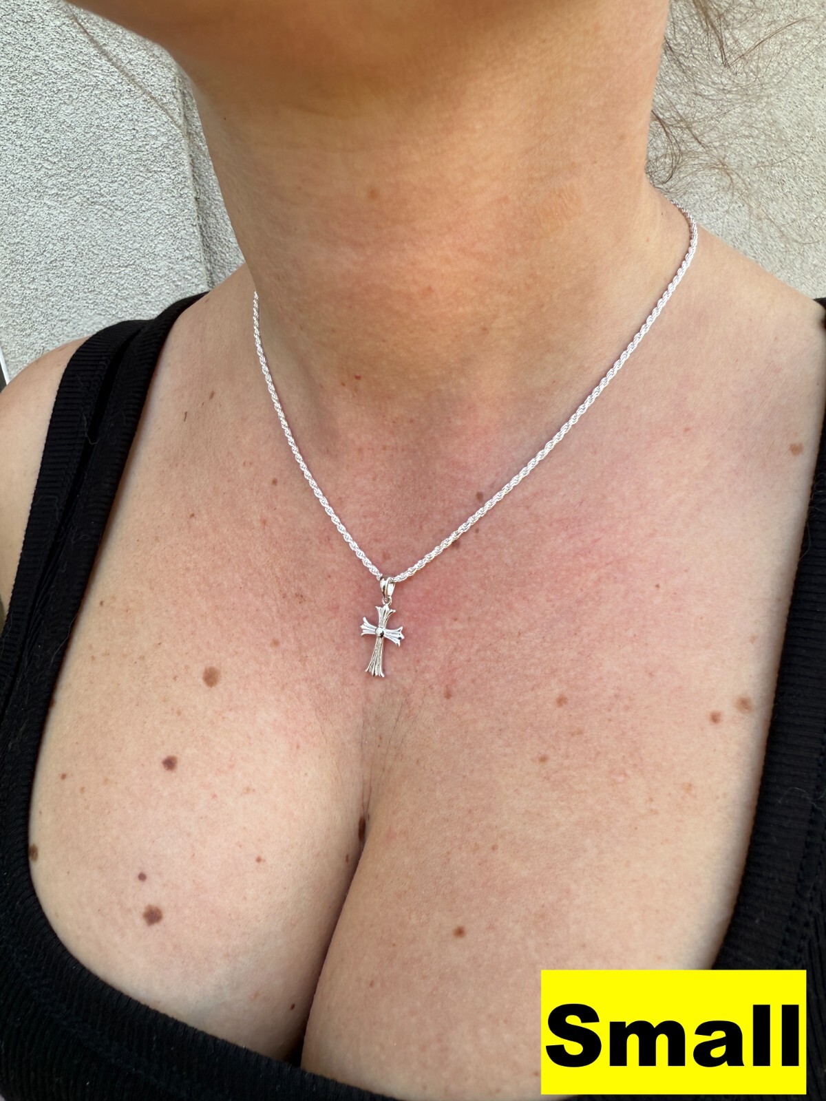Gothic Cross Plain Real 925 Sterling Silver Pendant Necklace Hearts Of Chrome