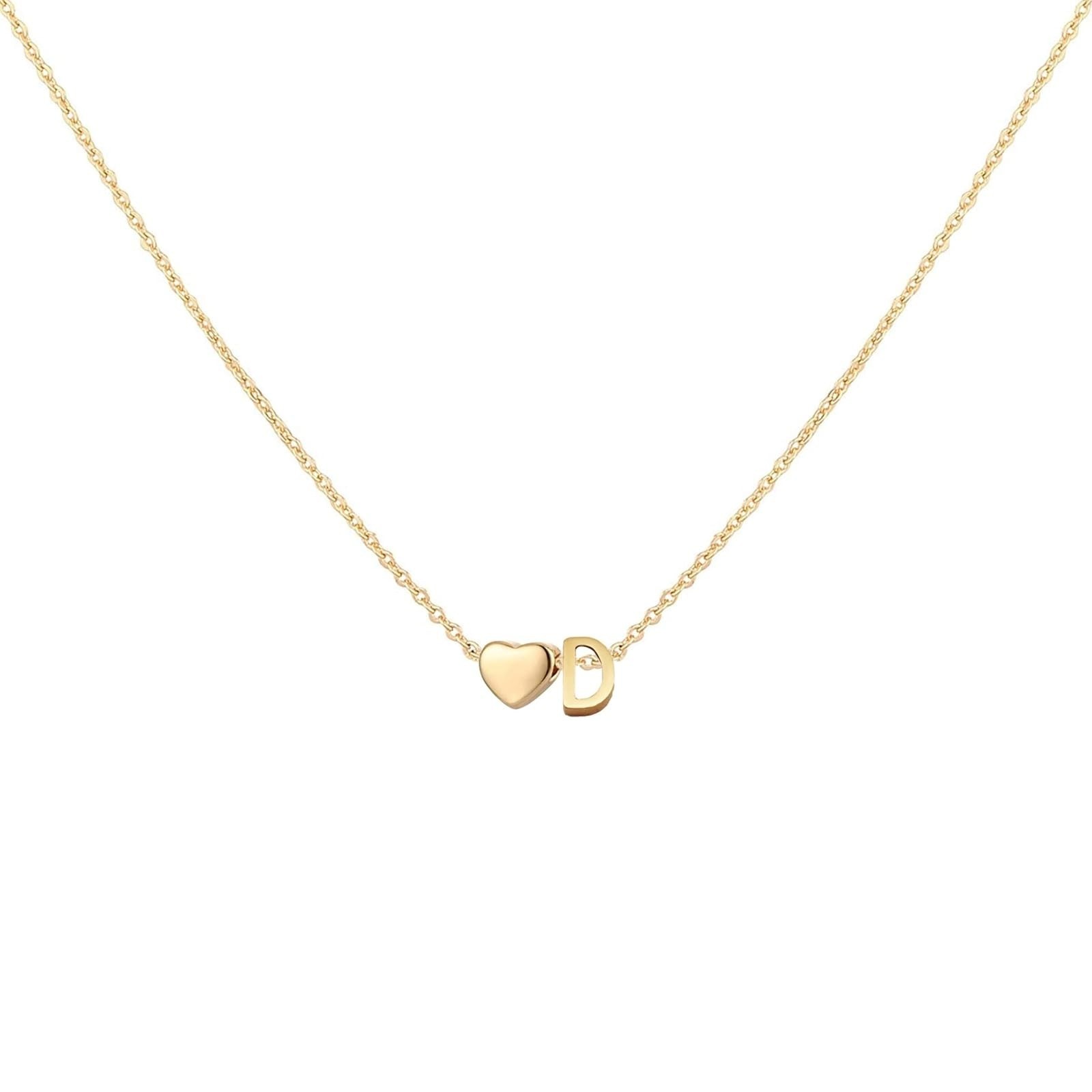 Glimmerst Initial Heart Necklace 18K Gold Plated Personalized Jewelry