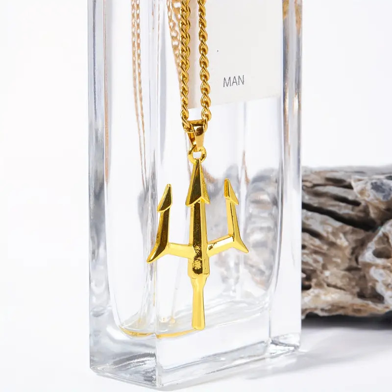 Coat Of Arms Of Ukraine Trident Tryzub Jewelry Golden Pendant Necklace