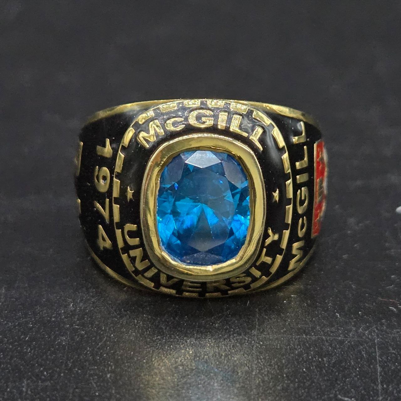 McGill University 1974 Class Ring Blue Stone Gold Plated Graduation College Gift