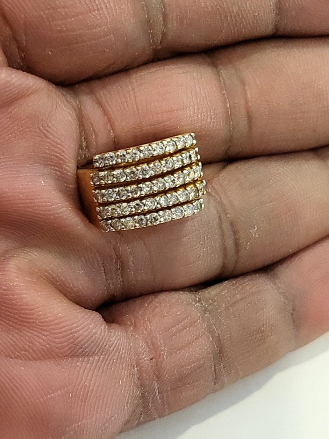 Solid 9K Gold Natural Diamond Ring c. 1960’s ~1.5 Carats, 6.3 Grams~ Size 5 NR