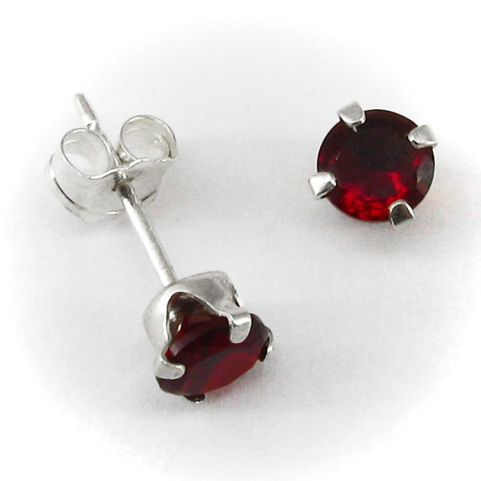 Birthstone Post Earrings – 4mm Round Simulant in SOLID Sterling Silver