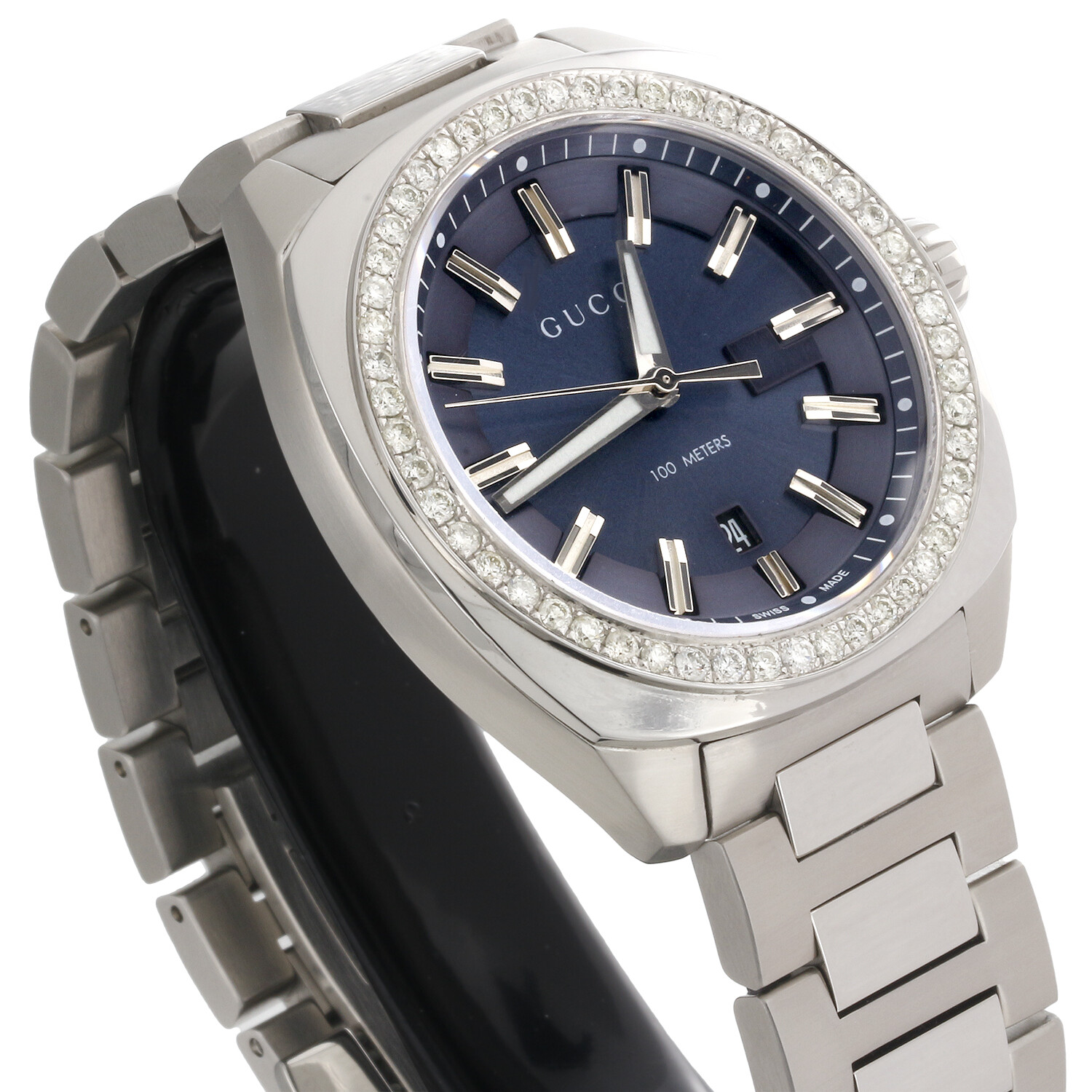 Mens New Gucci GC2570 Genuine Diamond Watch YA142303 Blue Dial 41mm | 1.60 CT.