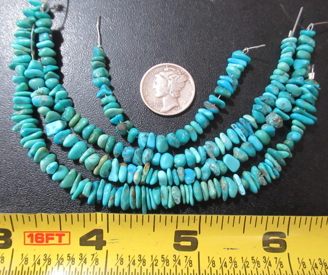 4 ARIZONA TURQUOISE STRANDS = 19 INCHES NUGGETS: 3X3mm TO 8X4mm #880
