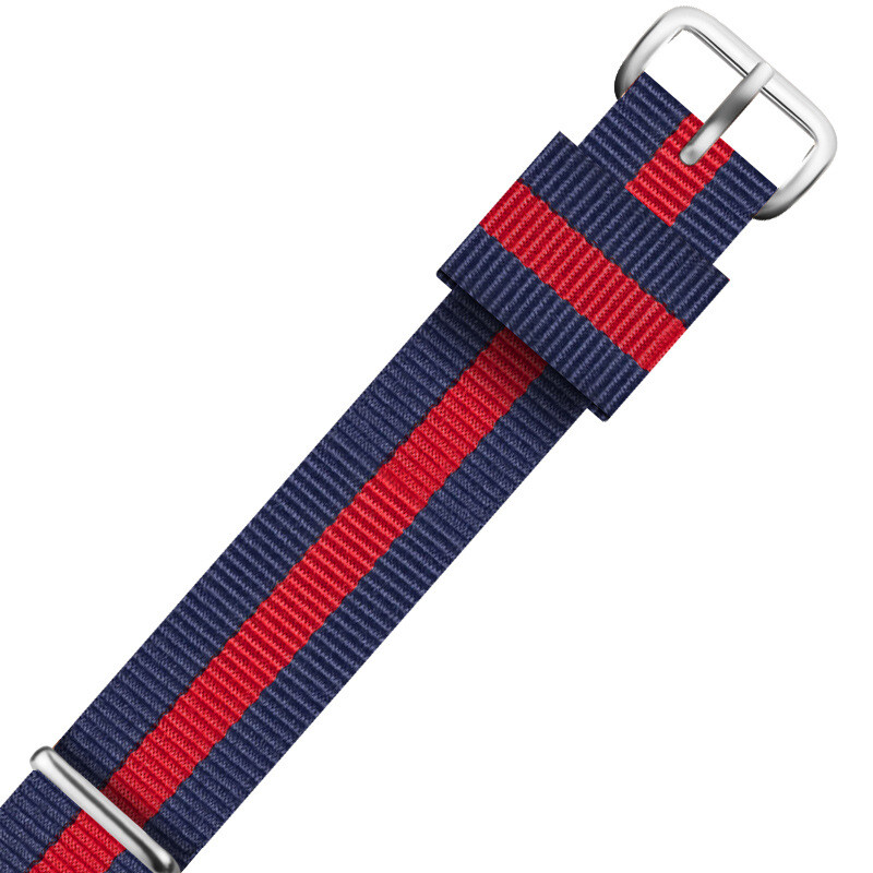 Nylon One Piece Watch Band Strap Striped Canvas Sports Wrist Band 18 20 22mm