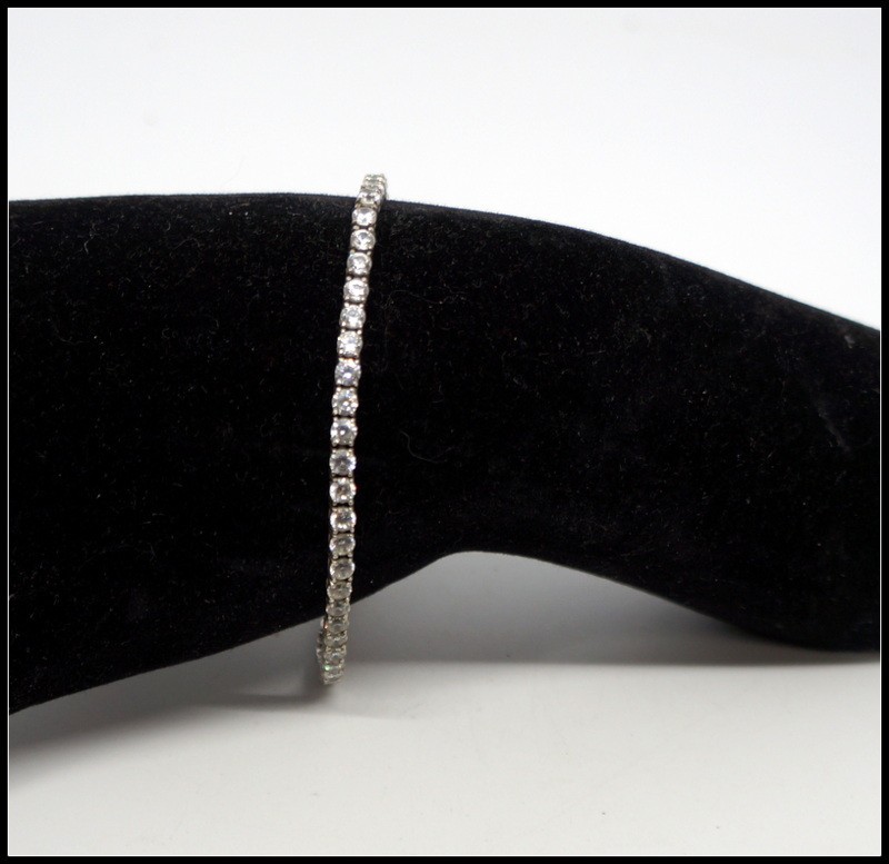Vintage Fuzion Creations FZN 925 Sterling Silver Cubic Zirconia Tennis Bracelet