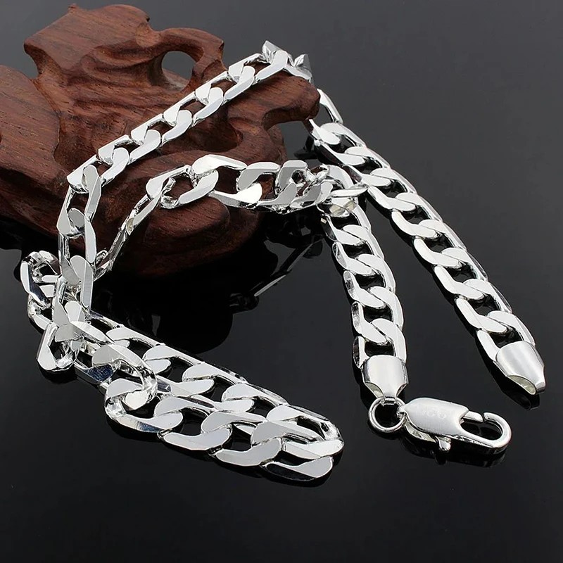 925 Sterling Silver Necklace For Mens Women Classic 6MM Chain Luxury 40cm 16inch