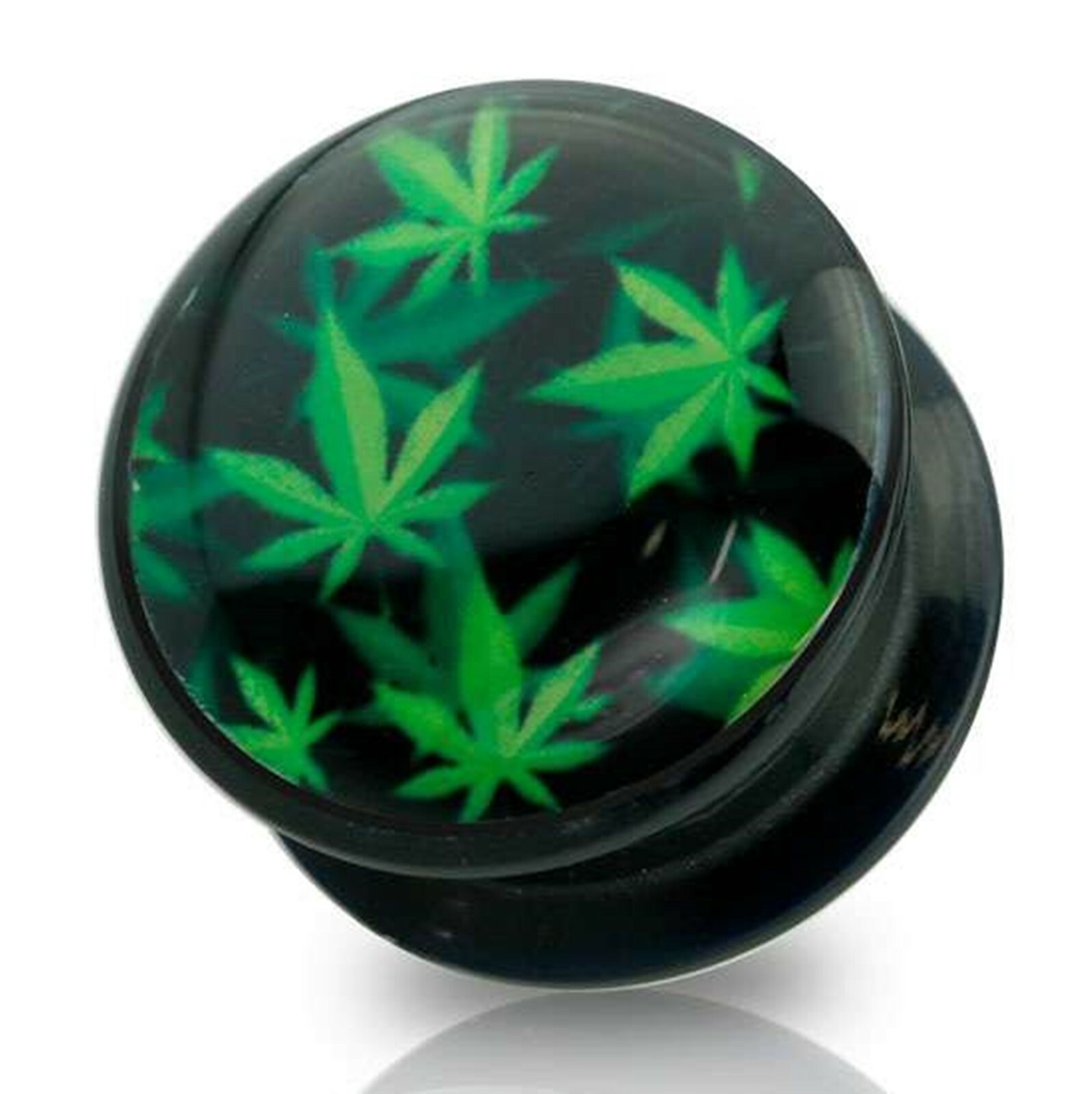 PAIR-Weed Leaf Pot Acrylic Screw On Stash Ear Plugs 04mm/6 Gauge