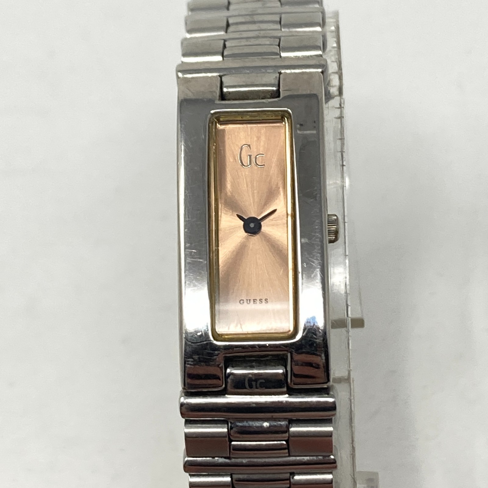 Guess Collection GC Women’s Watch Silver Tone Rose Gold Dial New Battery 7.25″