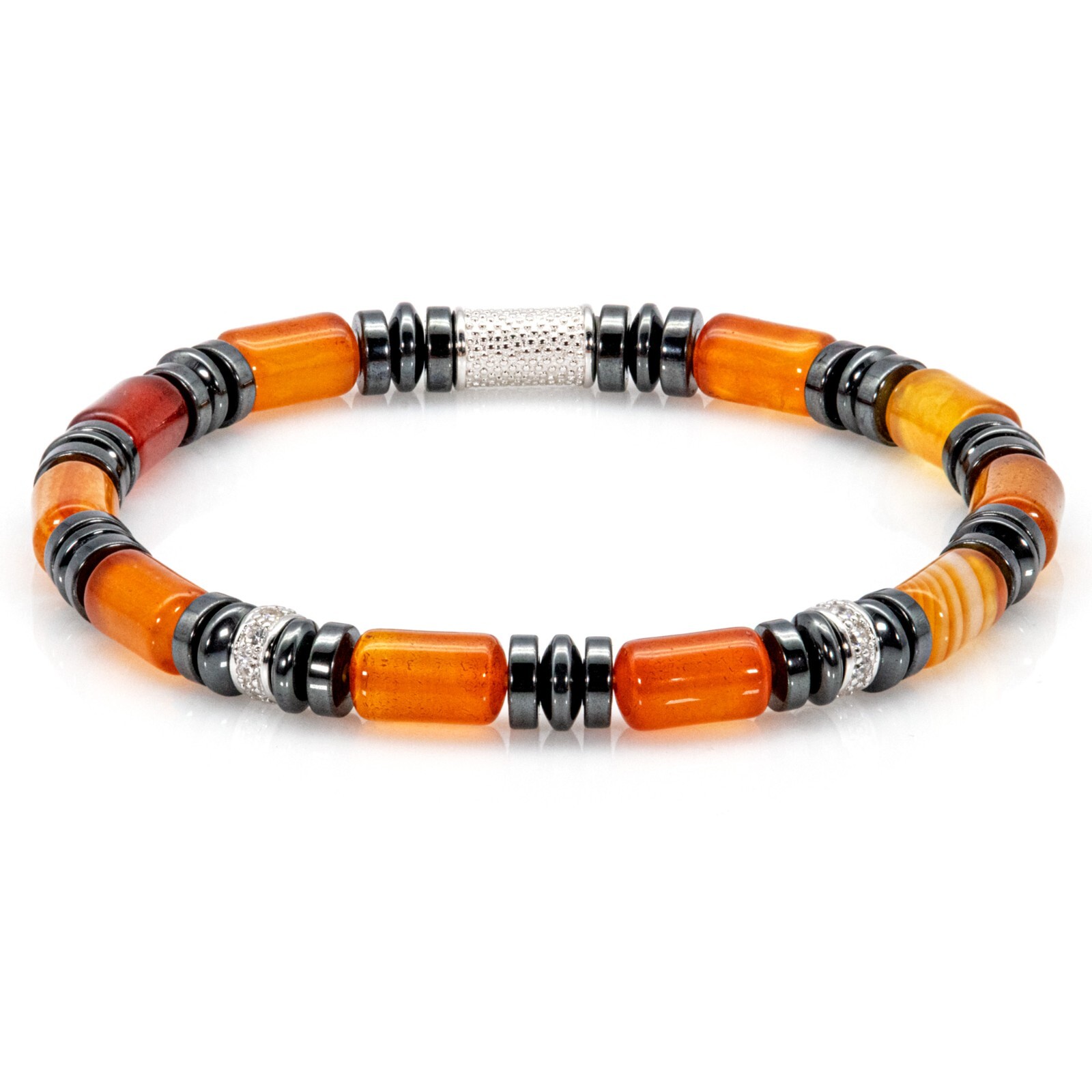 Pearl Bracelet Red Agate Beads 6mm 925 Sterling Silver MPIII