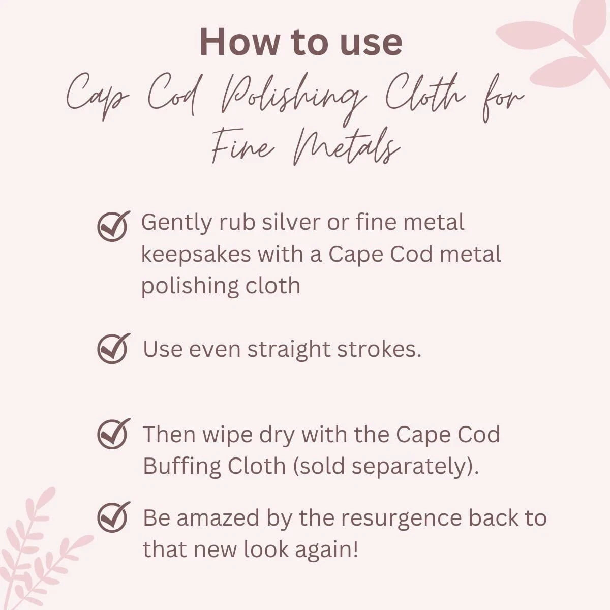 Cape Cod Polishing Cloths for Fine Metals, 2 Clothes Inside, Polish Watches