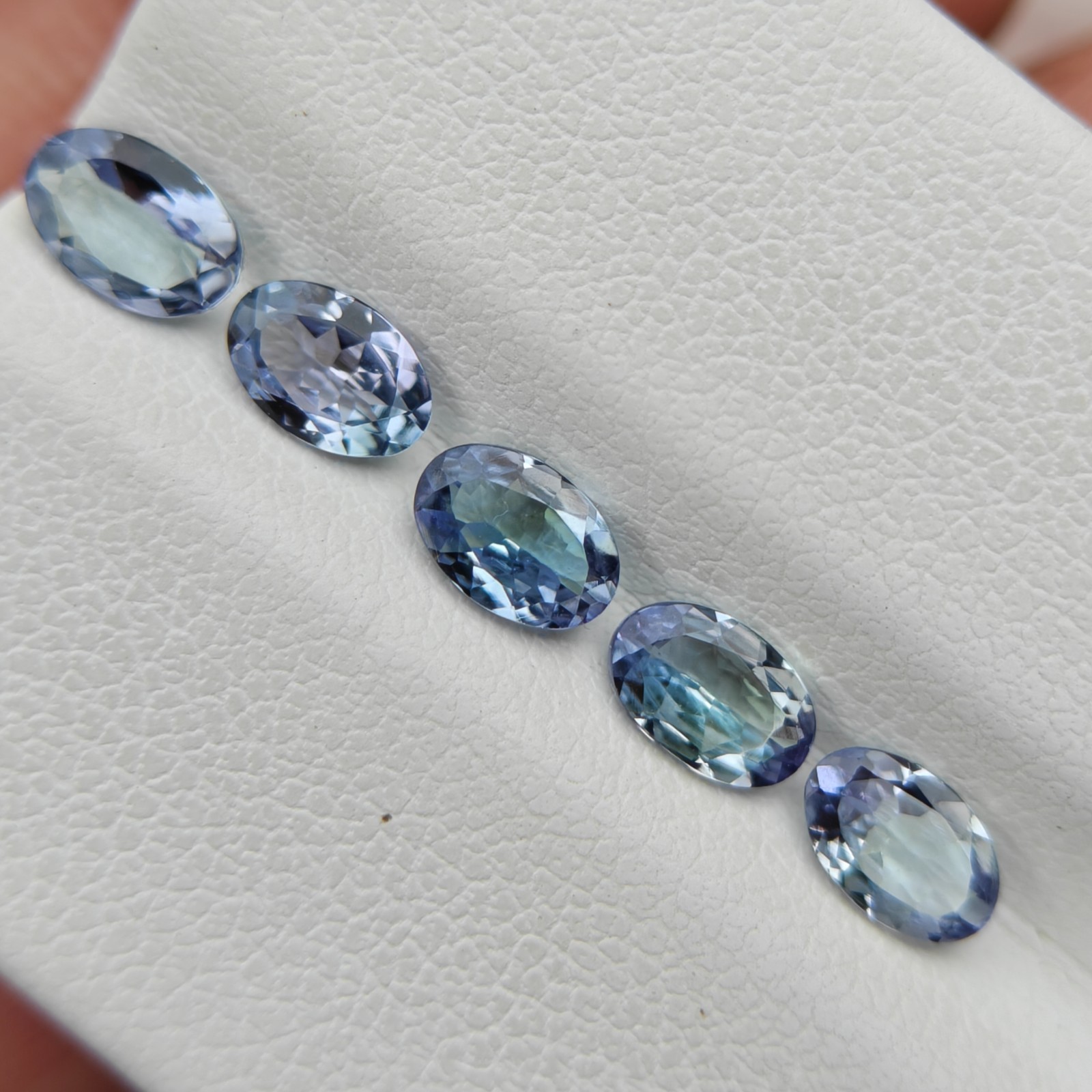 Blue and Green 6x4mm Oval Zoisite Stone 5 pieces layout Ideal For Jewelry Making