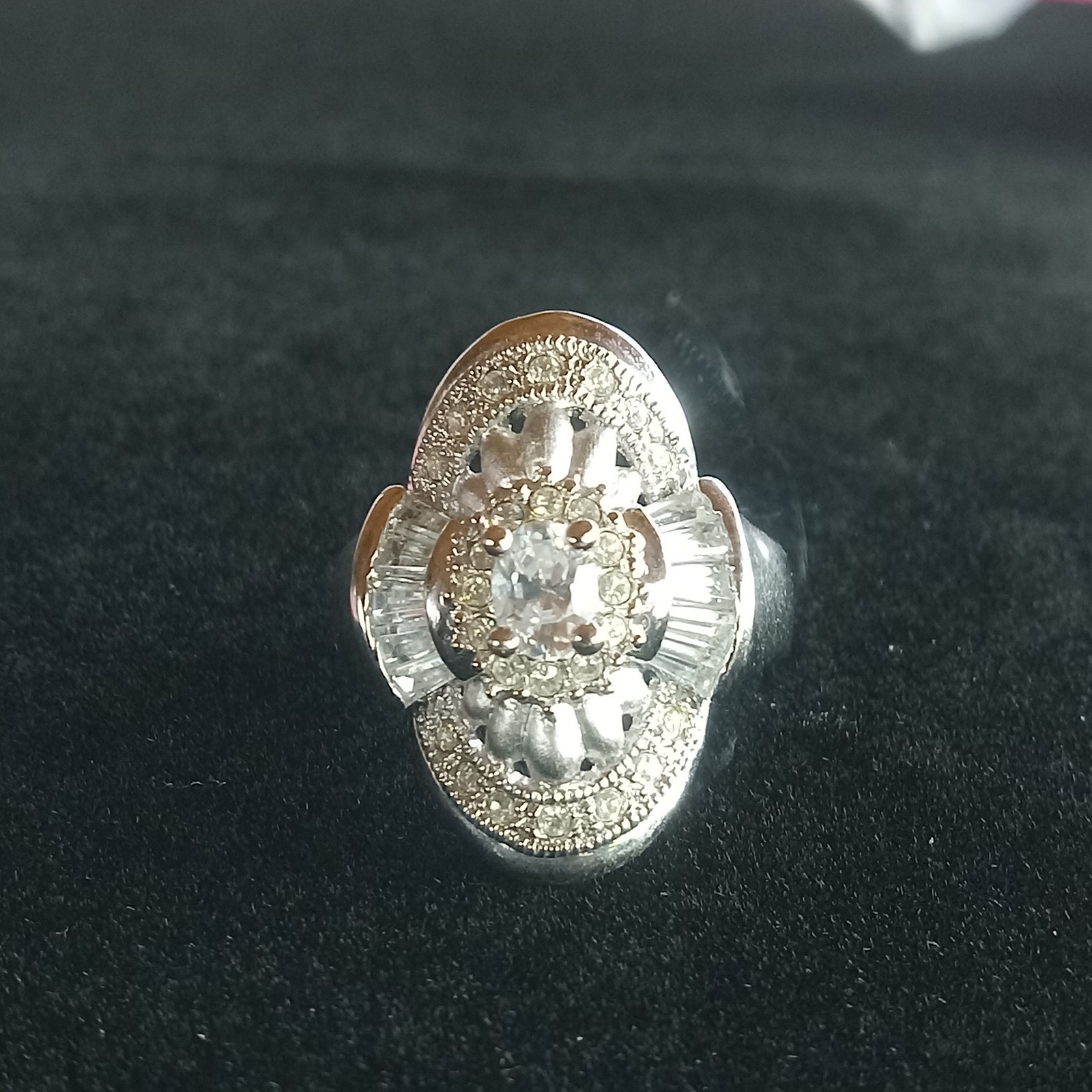 Cocktail Ring Size 9.25 Silver Plated CZ Baguette Ring Stunning By CAPACCI