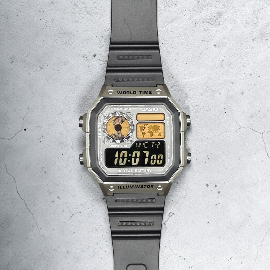 CASIO AE-1200WHD. Royale Watch Mod. Negative Display. Shelby Cobra Gold