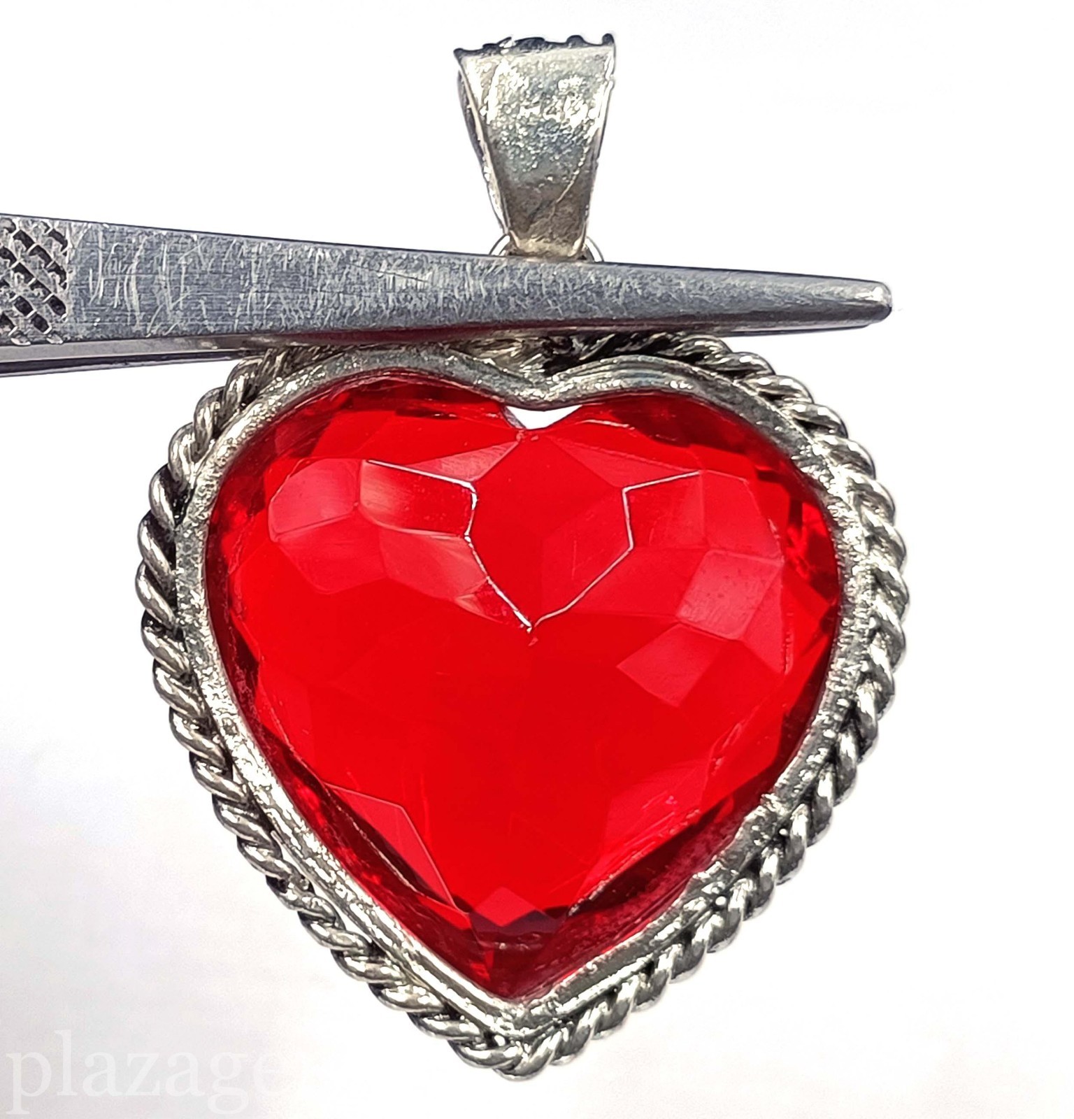 90.00 Carat Natural Red Ruby Heart Pendant 925 Sterling Silver Gems 5NSJ