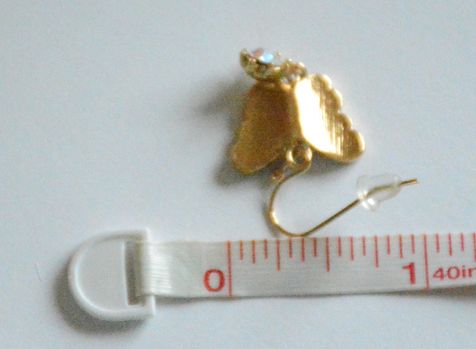 Patriotic Butterfly Fish-Hook Earrings / Red ~ White ~ Blue USA Flag / Gold-ton