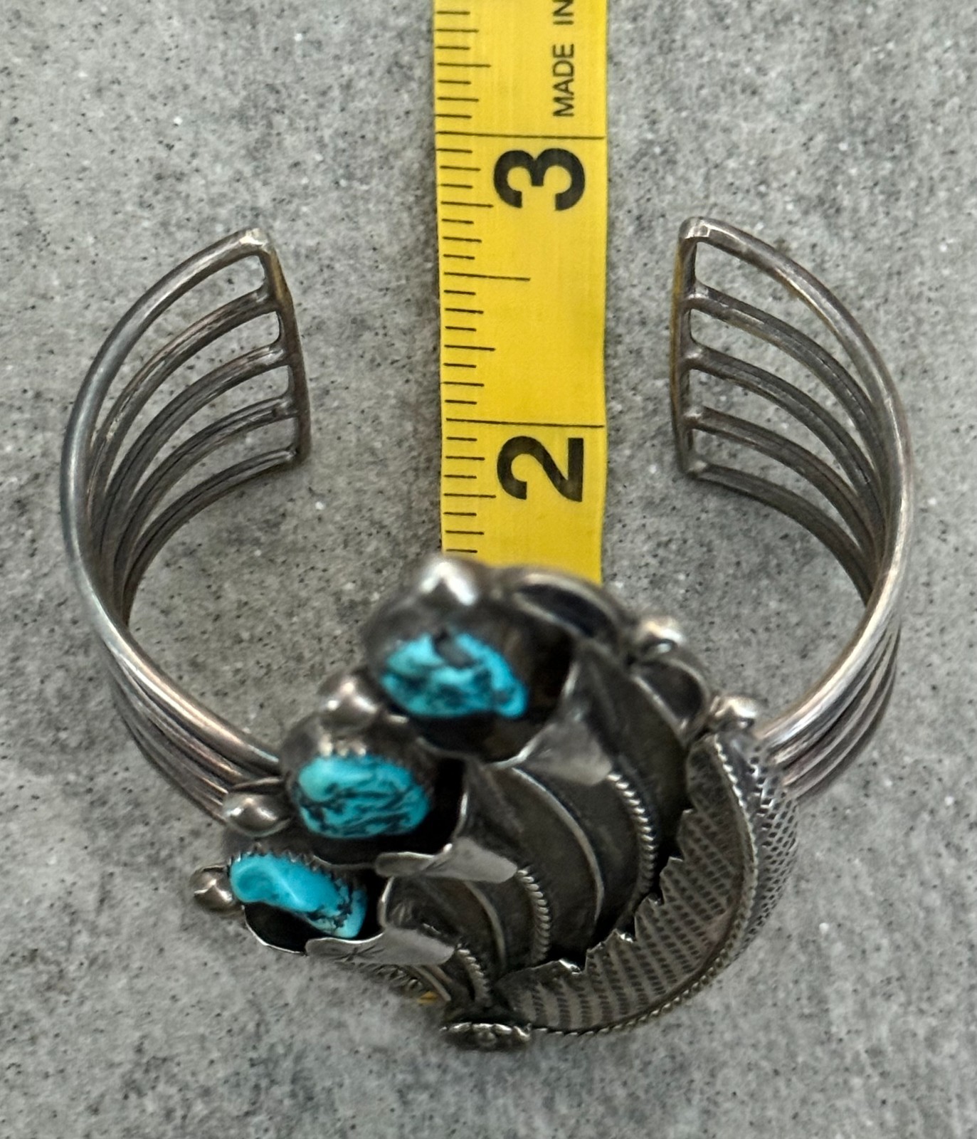 Vintage Navajo Turquoise Sterling Silver BLOSSOM Bracelet 6.7 in