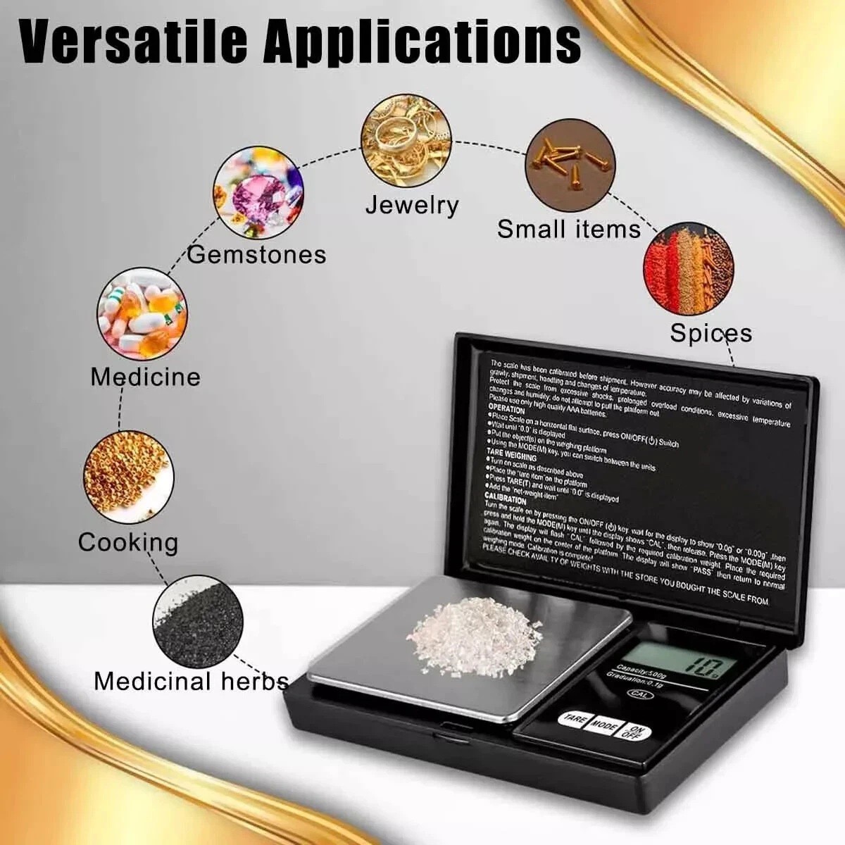 Pocket Digital Scale 1000g x 0.1g Precise Gold Coin Jewelry Gram Balance Weight