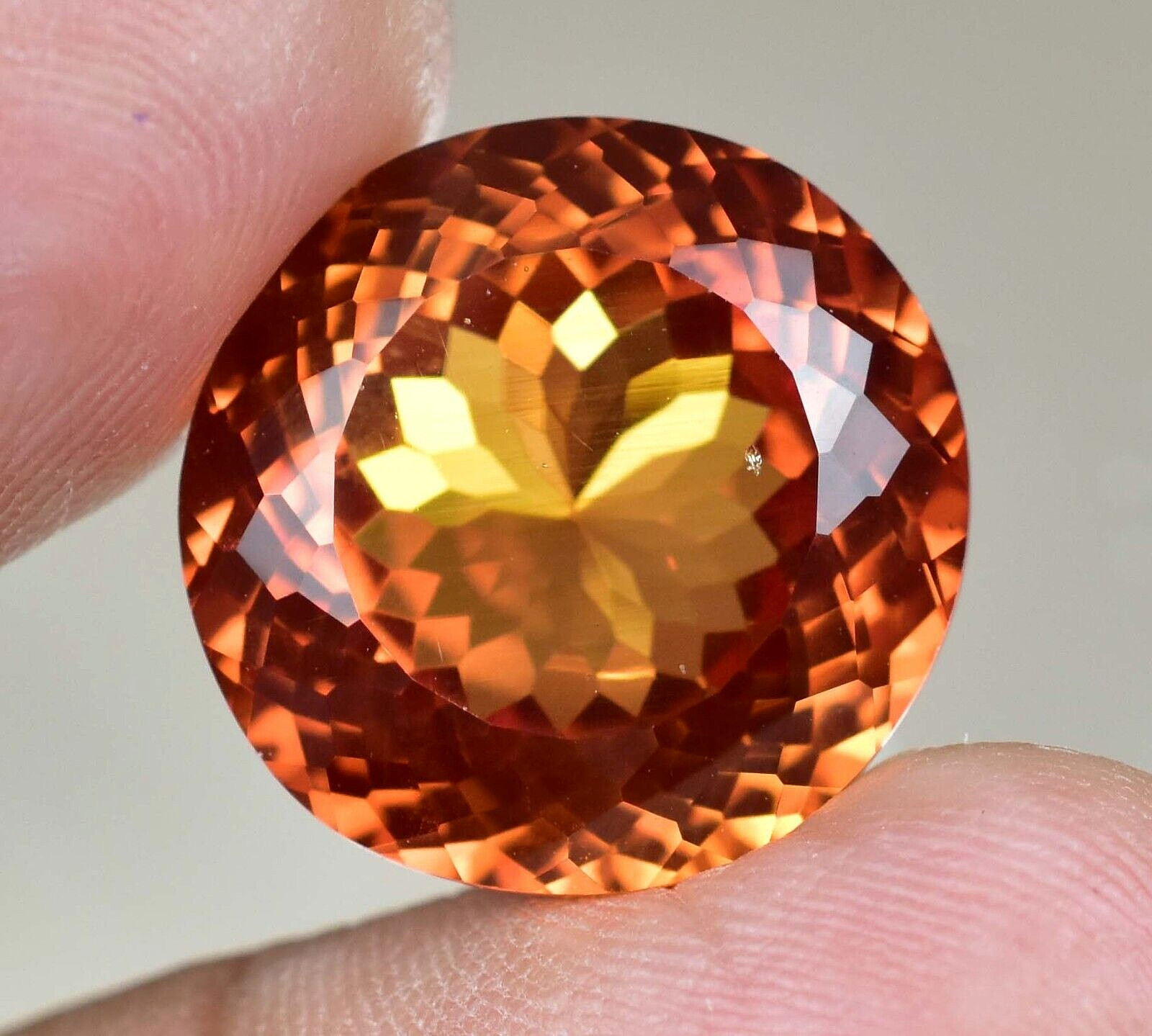 Natural Imperial Topaz 23.90 Ct Round Unheated Certified FLAWLESS Loose Gemstone