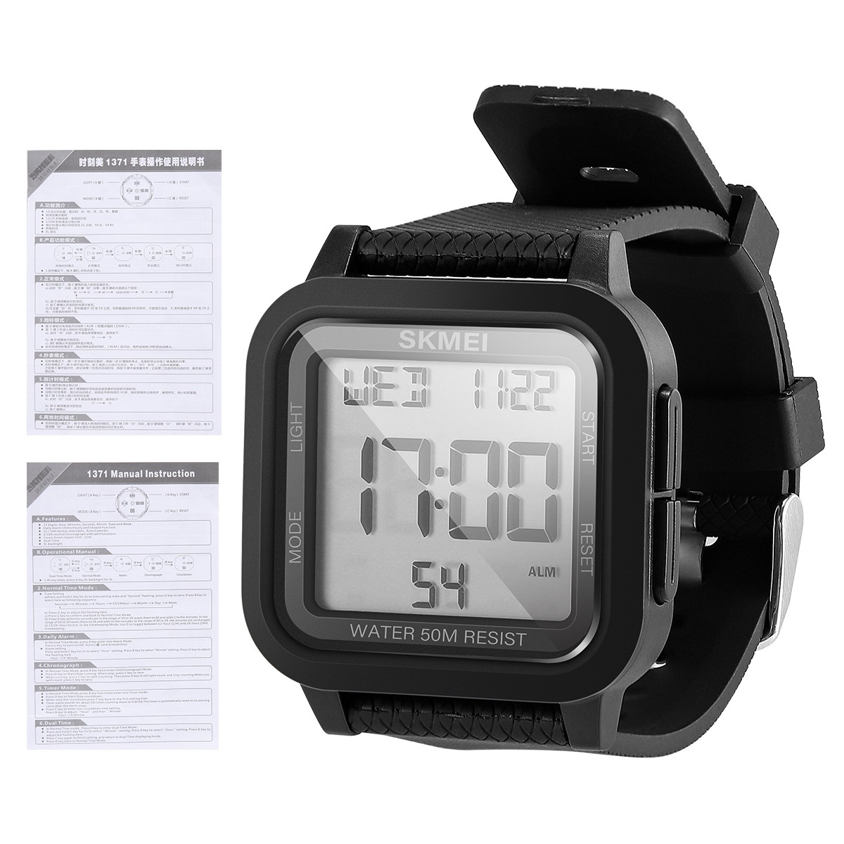 Waterproof Digital Sports Watch Military Tactical LED Backlight Wristwatch Men