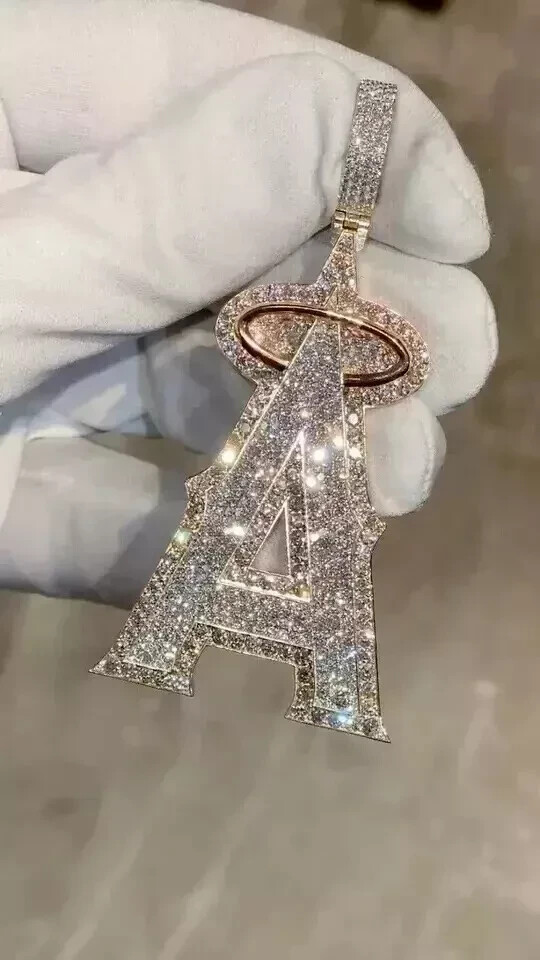 2.30 CT Round Cut Moissanite Customize Letter A Pendant In 14K Rose Gold Plated