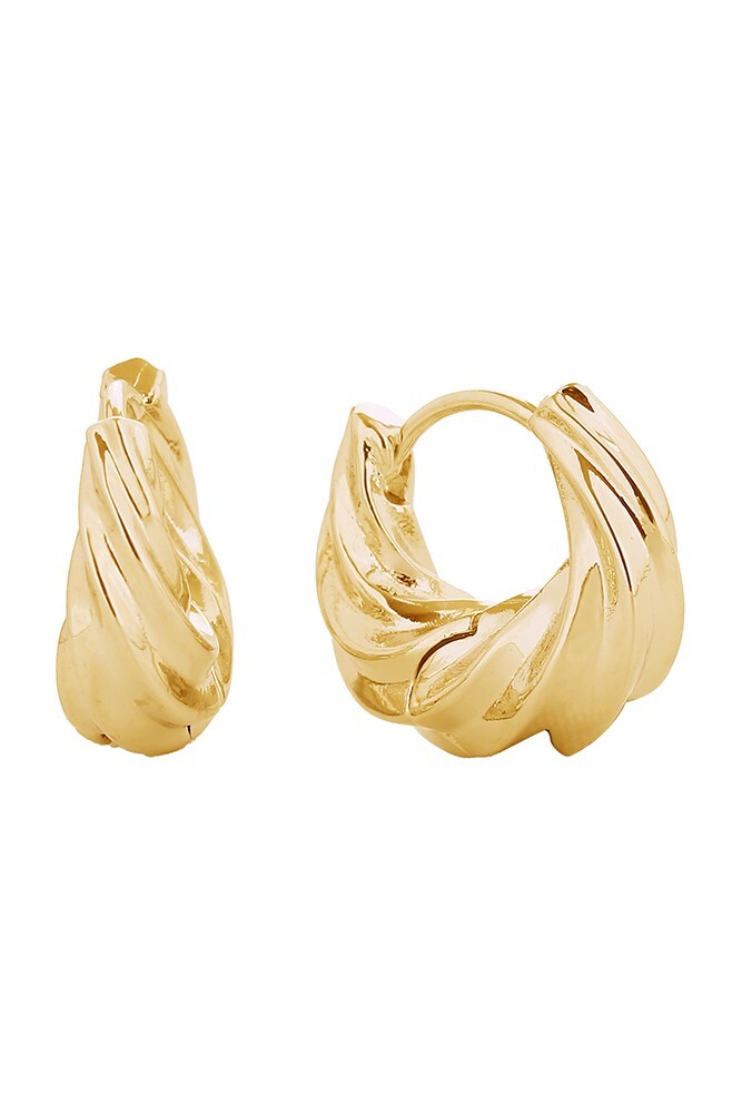 Do Everything in Love 14K Gold/White Gold Dipped Twisted Wave Hoop Earrings