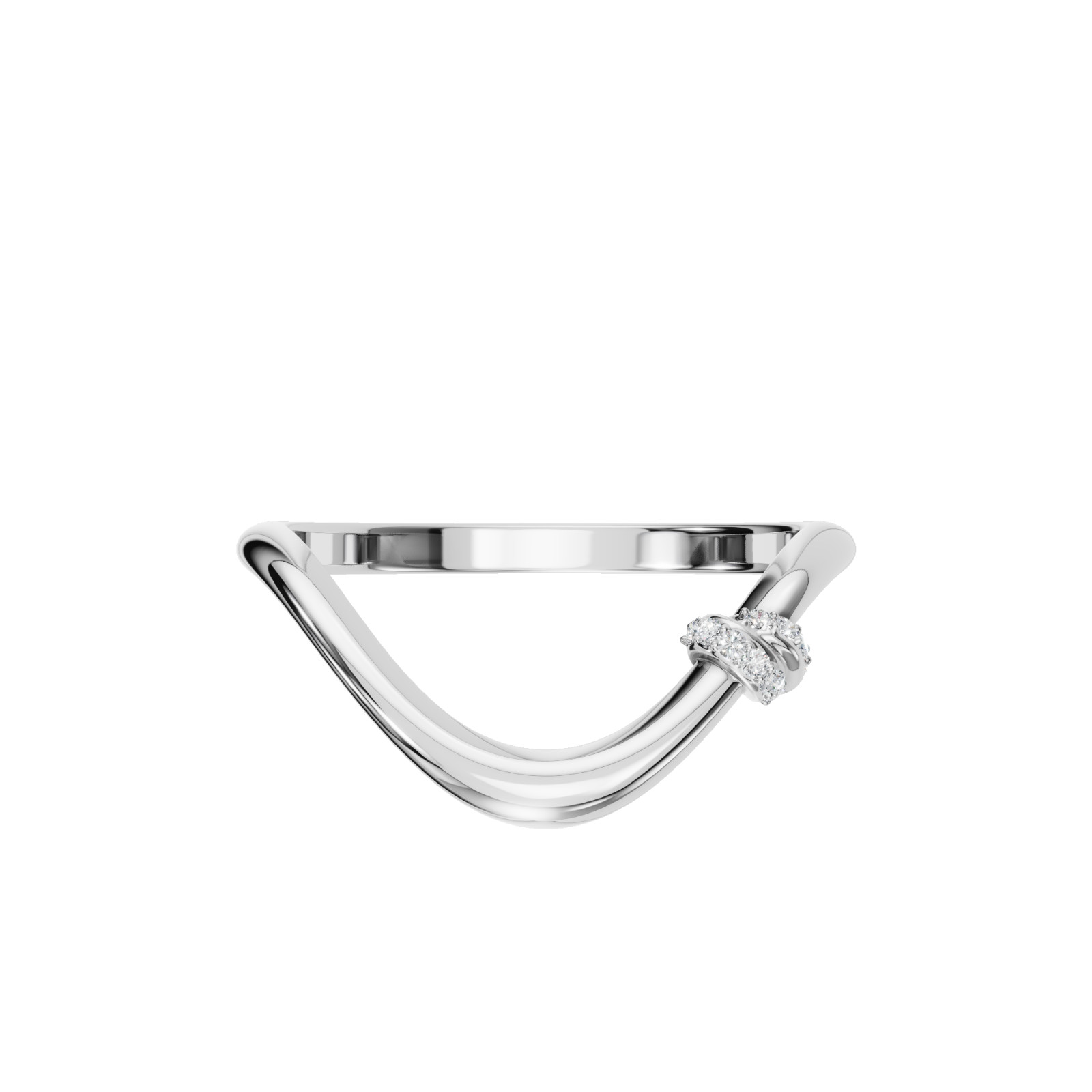 V Shape Lab Diamond Ring 14K Rose Gold D-F- VVS Chevron Stackable Wedding Band