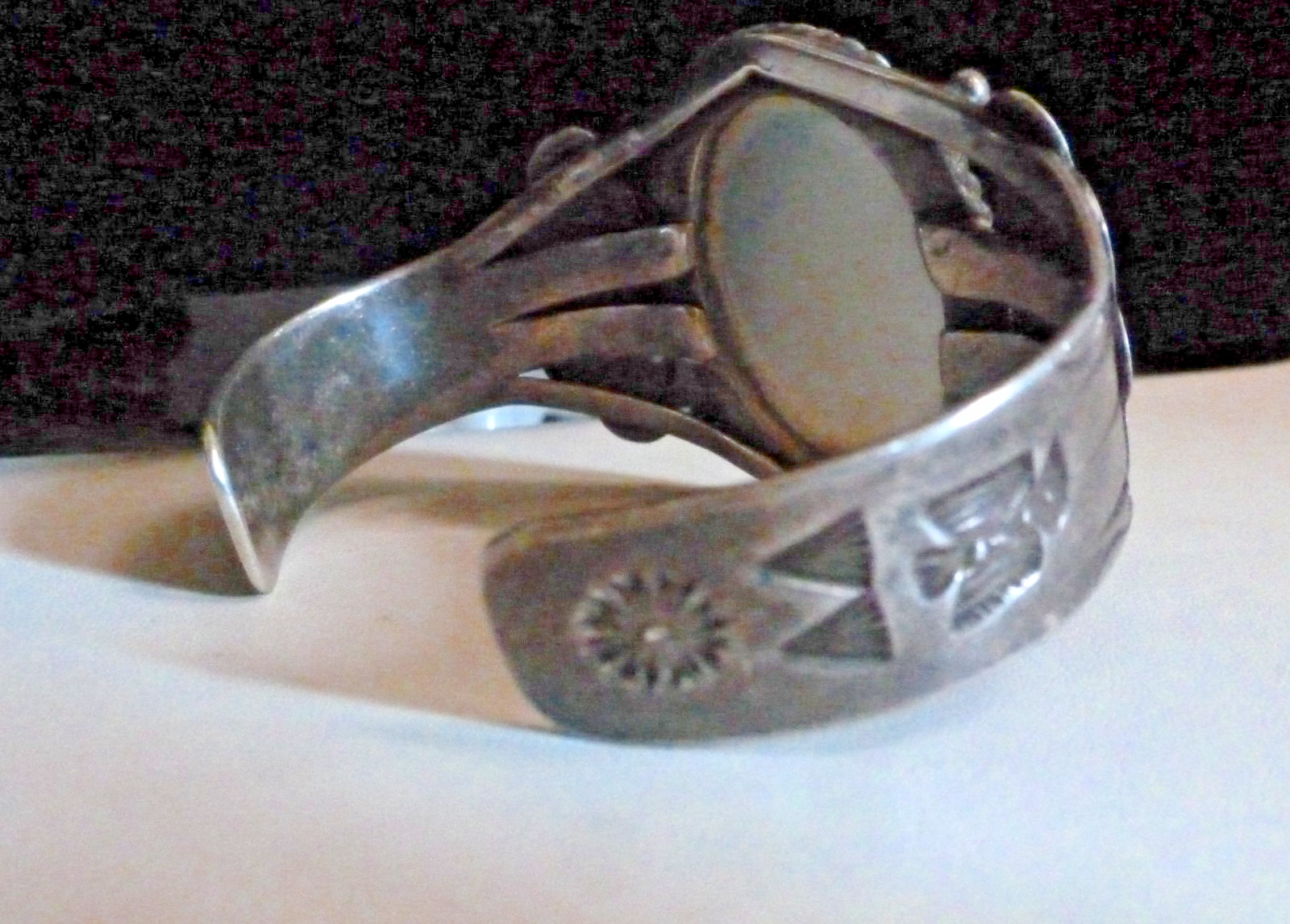Sterling Navajo Fred Harvey Era Cuff Bracelet Agate Thunderbirds Bracelet