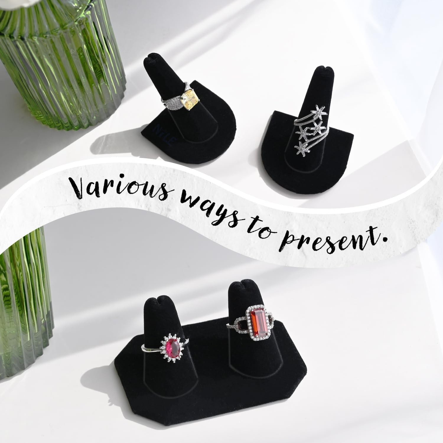 Multi-Functional Jewelry Display Set – 9 Pieces of Black Velvet Elegance