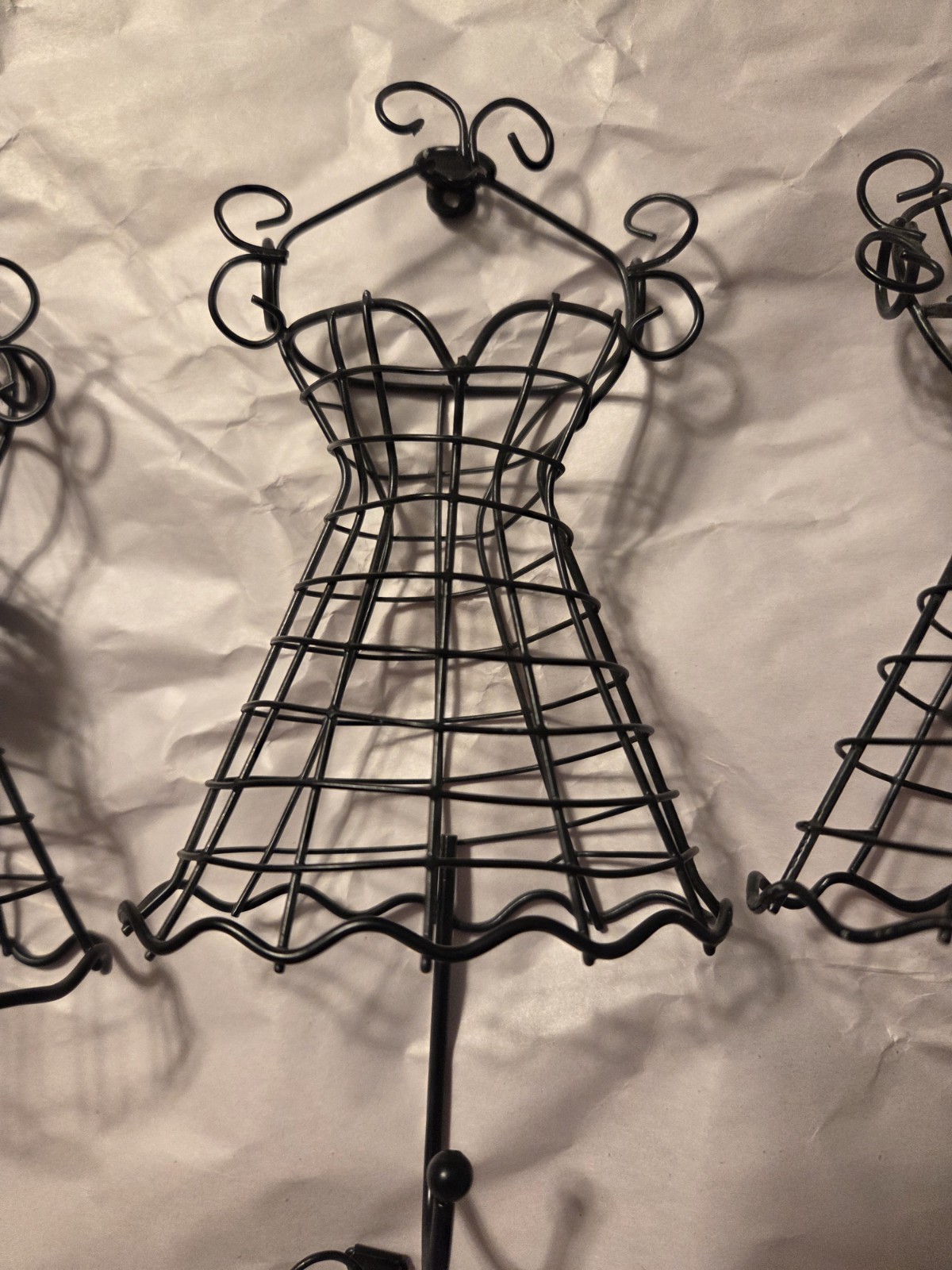 6.5″ Black Metal Wire Dress Form Mannequin Jewelry Holder Wall Hook Set Of 6