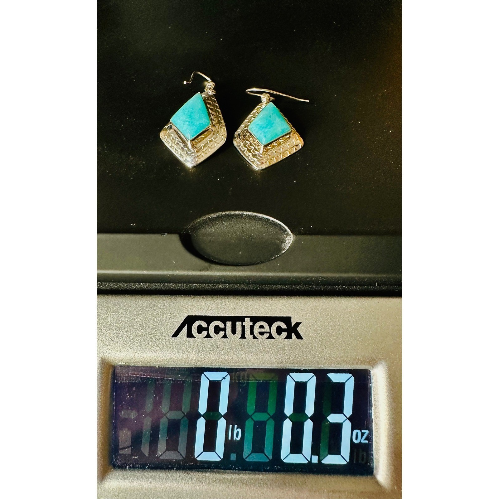 Beautiful Jay King DTR Sterling Silver Turquoise Geometric Drop Earrings 925