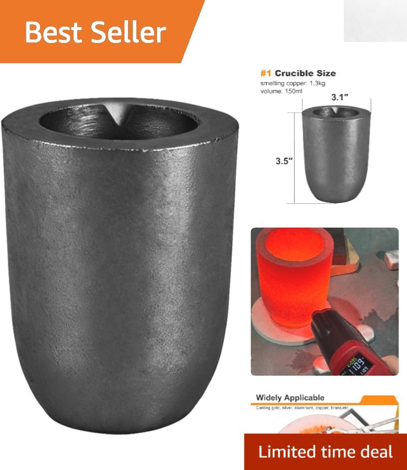 Durable Graphite Crucible with Spout for Casting Aluminum, Silver & Gold