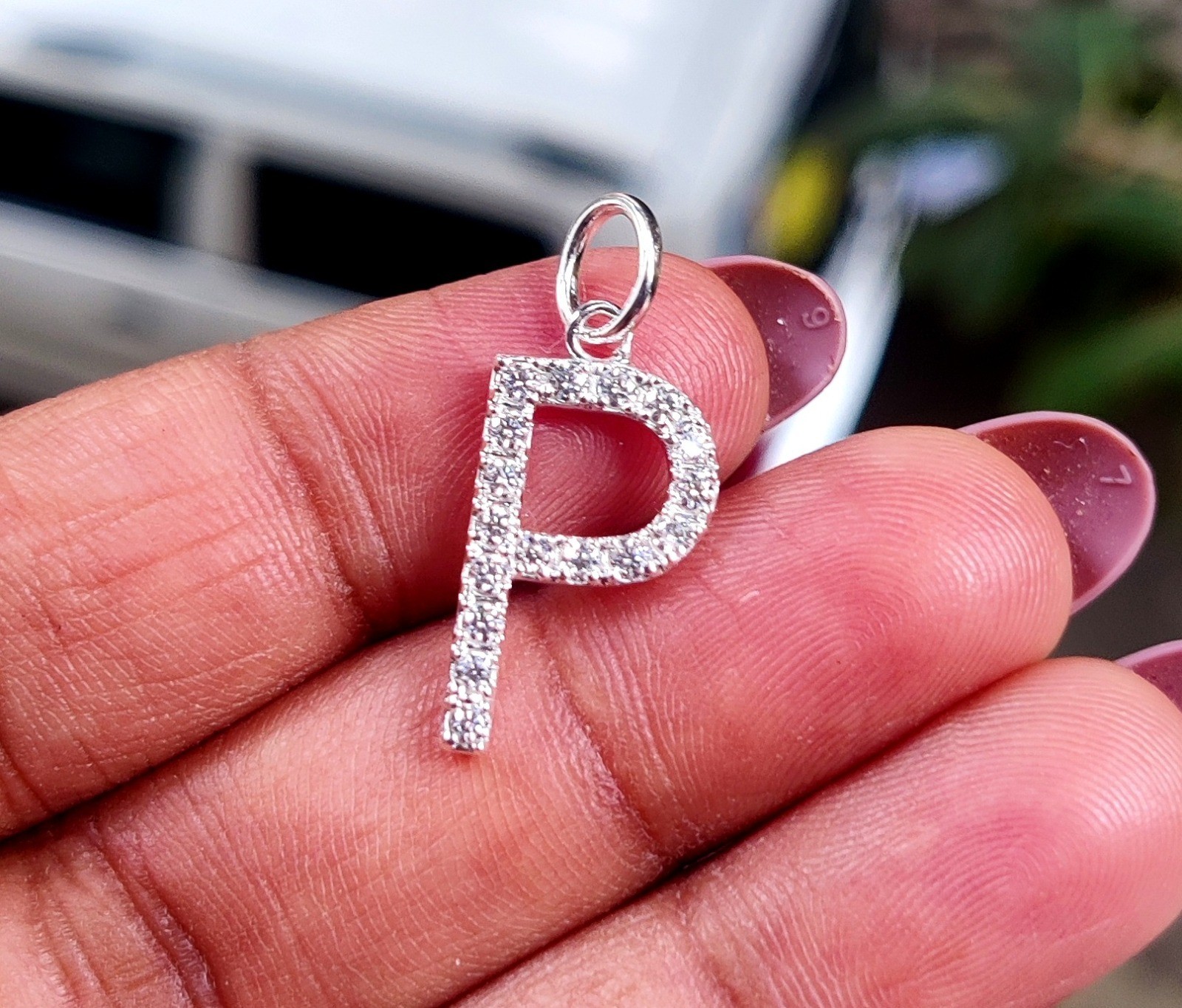 2Ct Round Lab Created Diamond Initial “P” Letter Pendant 14k White Gold Plated