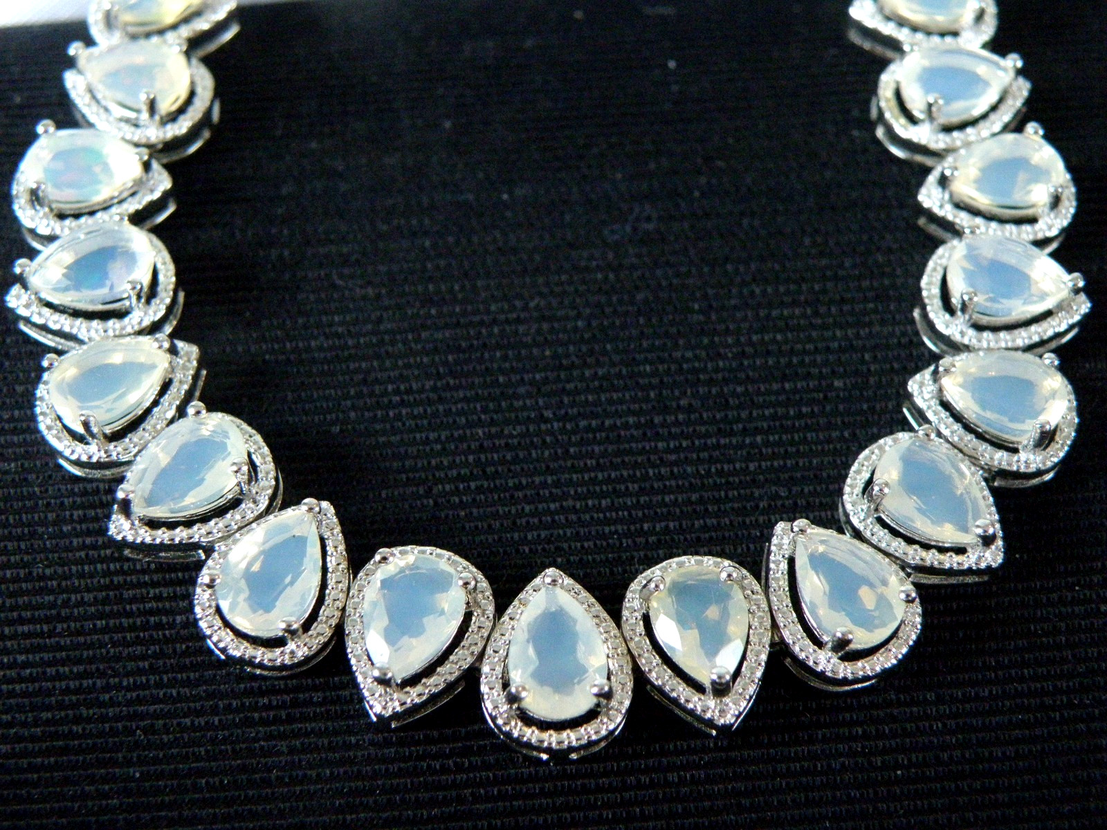 Vintage Sterling Silver 925 Moonstone Tennis Station Bracelet 7.5″