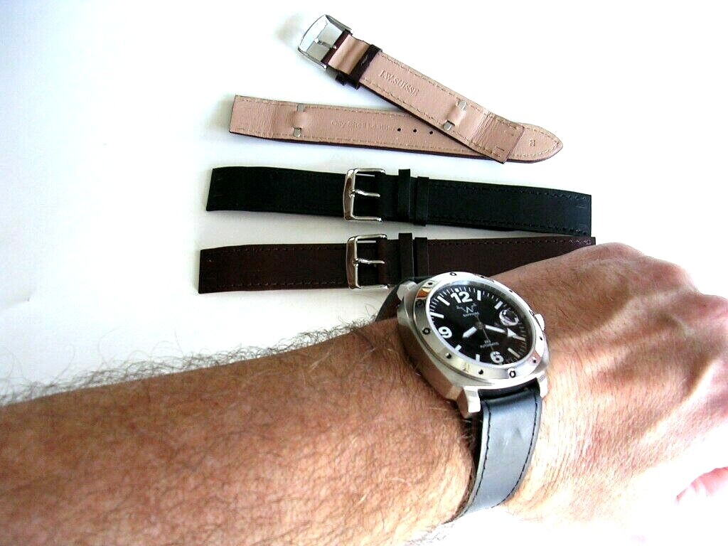 Open End Shell Leather for Vintage Wire Lug Military watch band strap IW SUISSE