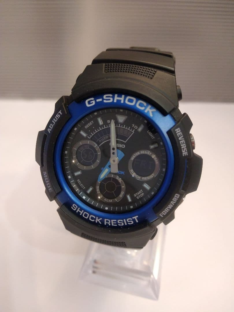 CASIO G-SHOCK AW-591-2AJF Black Blue Analog Digital Aluminum Bezel Mens Watch